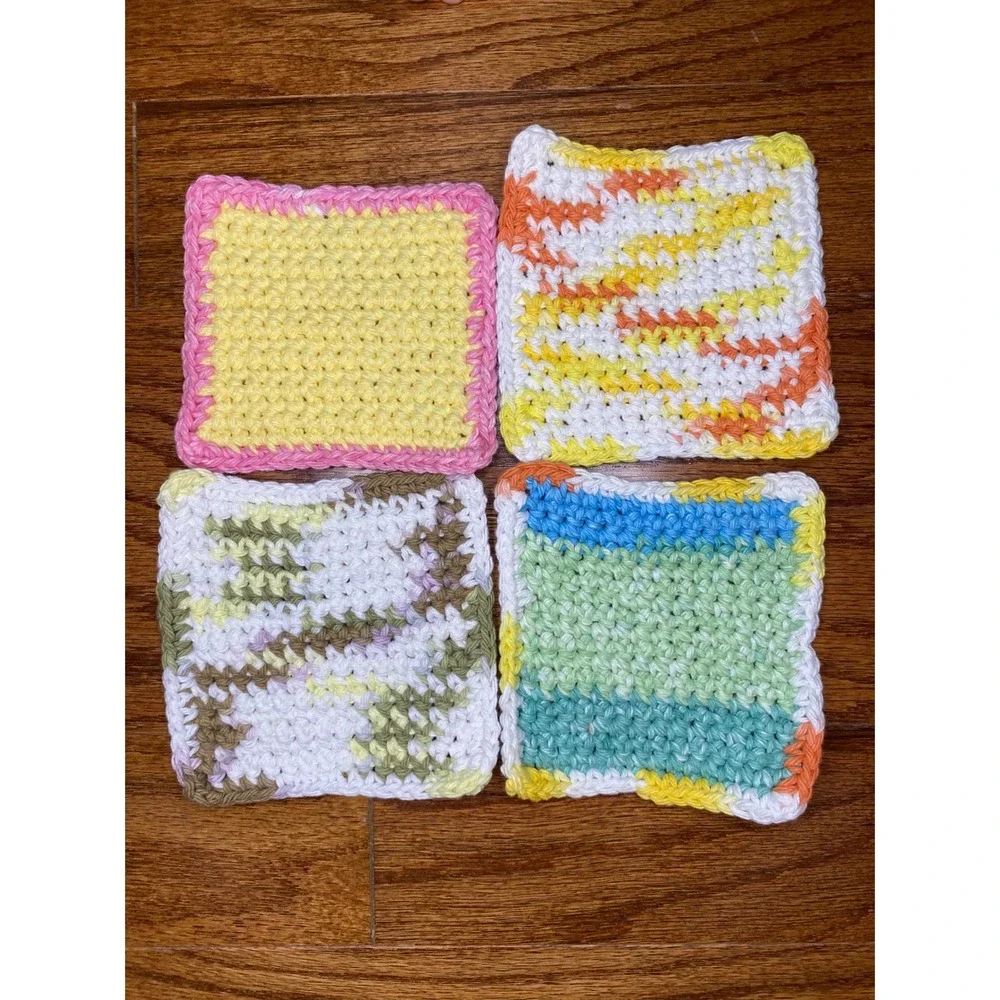 Set of 4 Handmade Crochet Face‎ Cloths